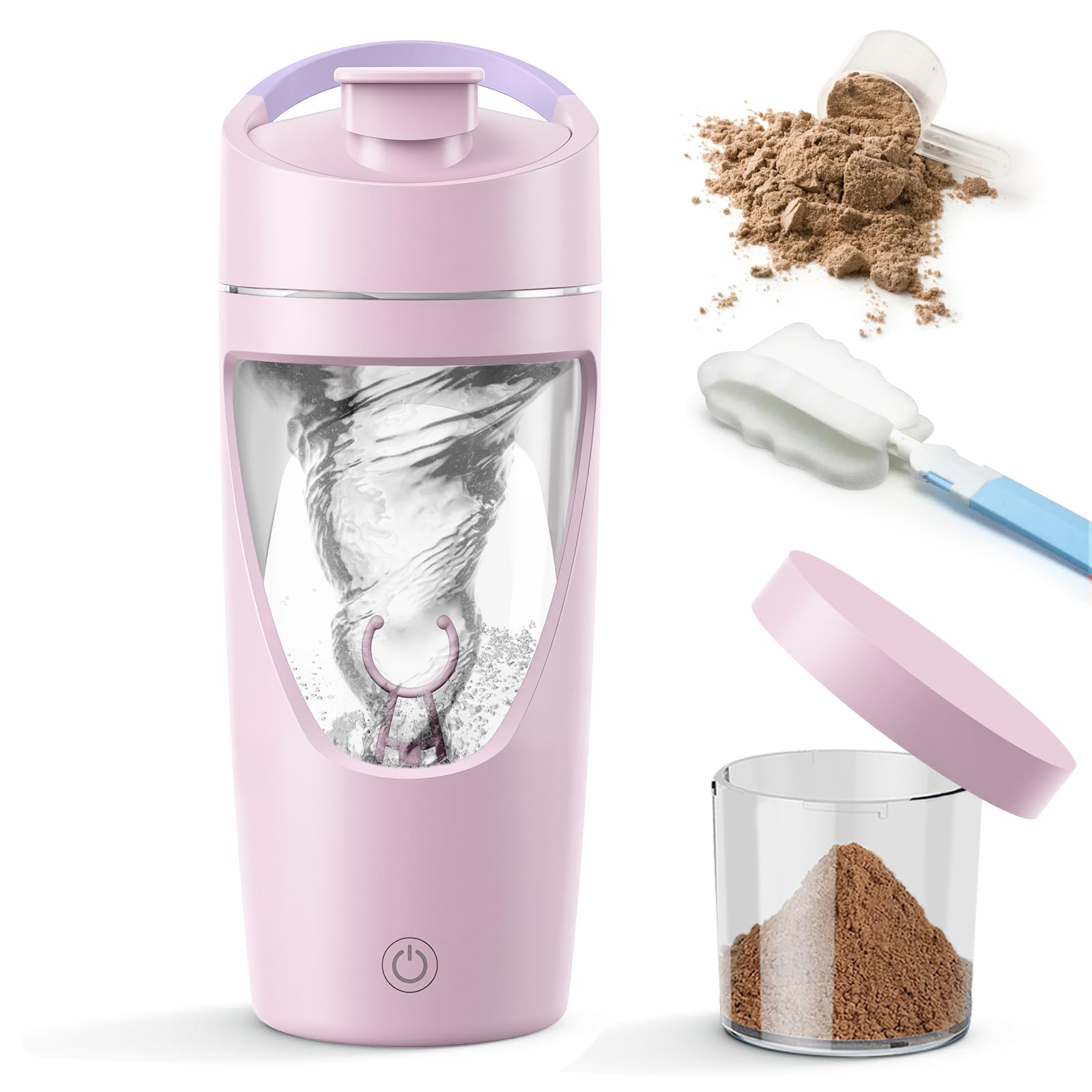 Shaker elettrico per proteine, bottiglia shaker per proteine da 700 ml con conservazione supplementare, shaker per frullati proteici USB C ricaricabile, realizzato con Tritan, potente per frullati