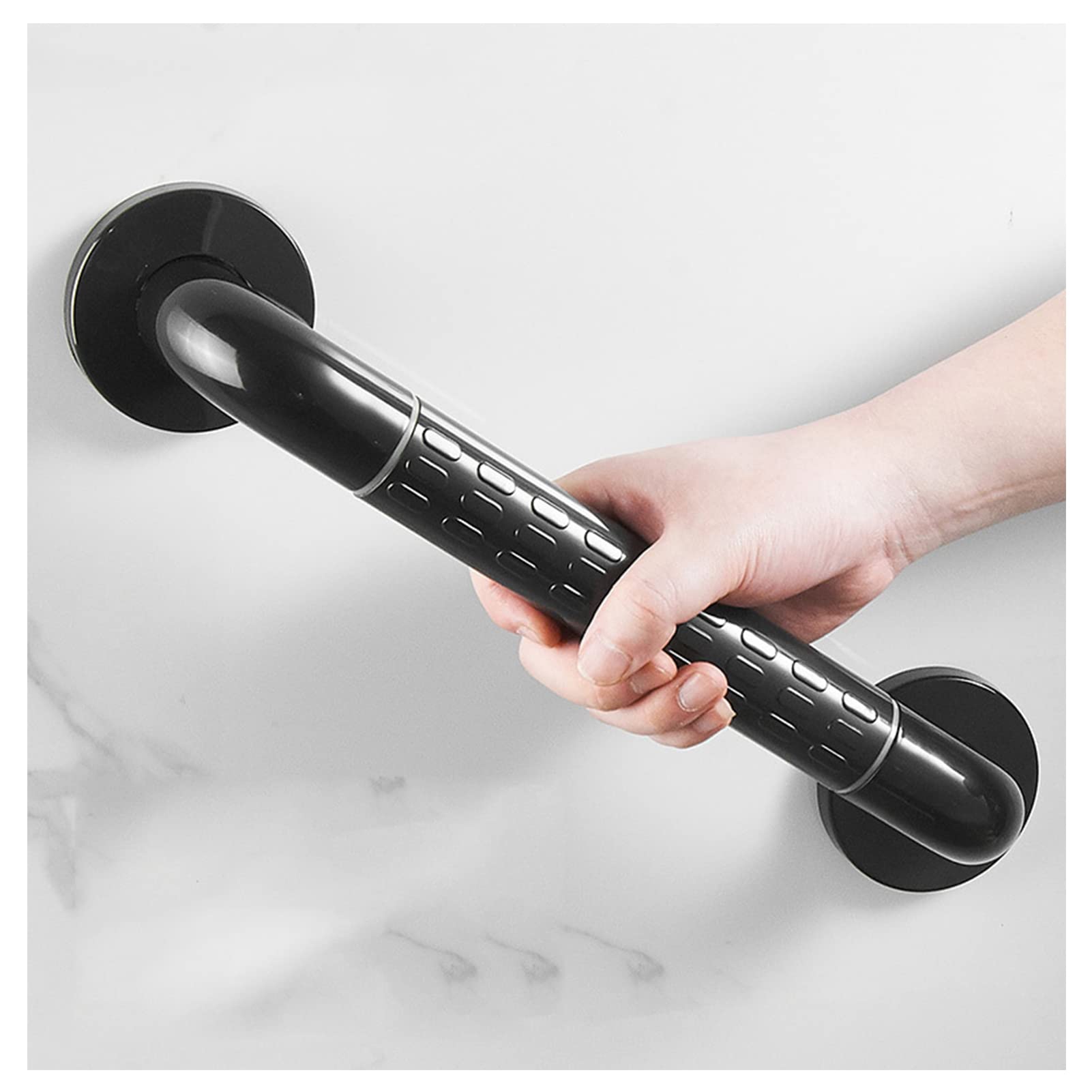 WDSOPK Bathroom Grab Rails 304 Stainless Steel Shower Handle Bathtub Grab Bar with Safety Circles Handrail ?for Elderly Disabled Toilet Seniors Kitchen,Black,40cm（Black-40cm）