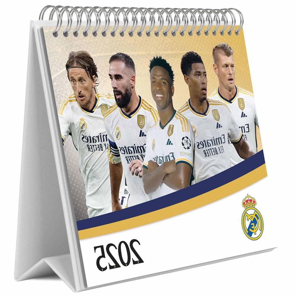 Grupo Erik Desk Calendar 2025 - Real Madrid | 8 x 7 inches - 20 x 17 cm | 12 Month Desk Planner, Desktop Calendar 2025 | Real Madrid Calendar 2025, Real Madrid 2024-2025