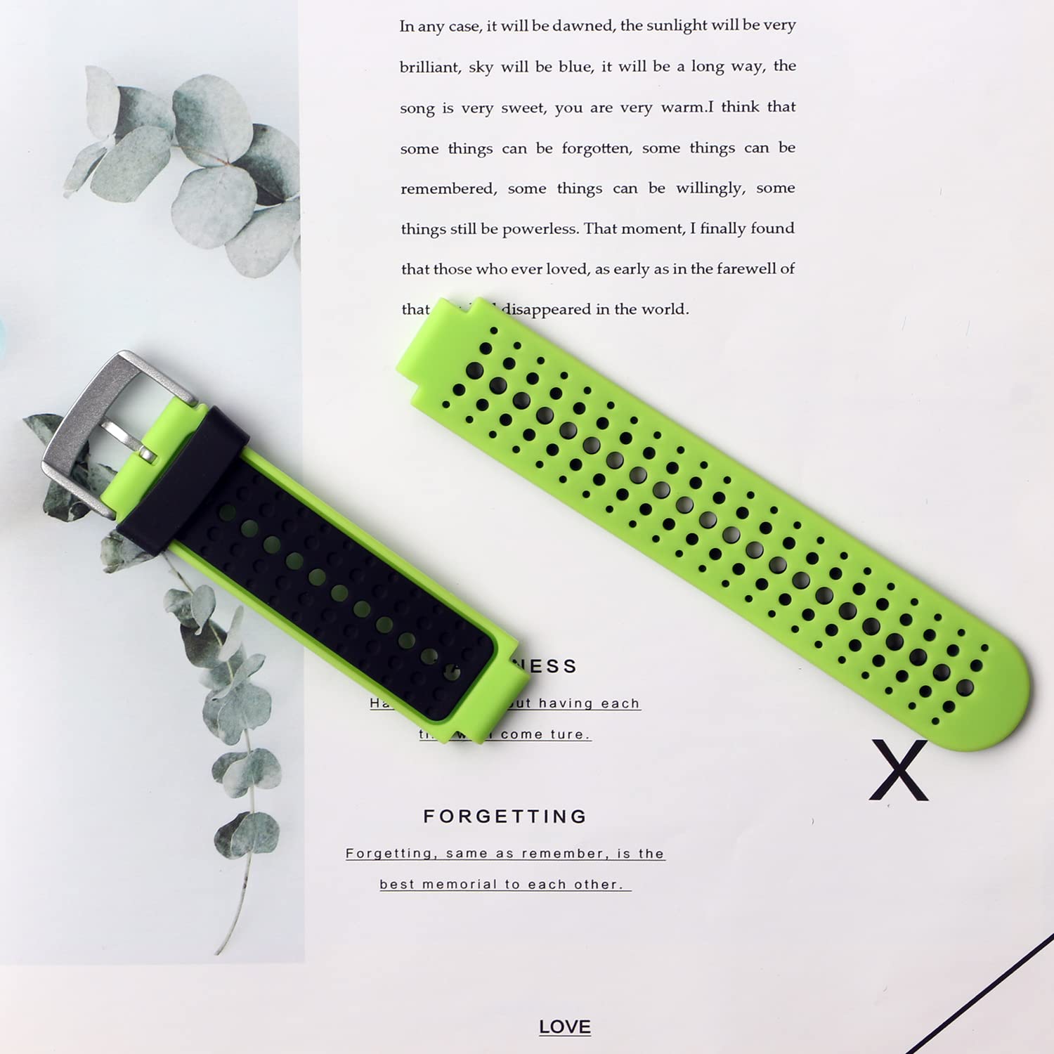 Garmin Forerunner 235 Watch Garmin 735XT strap for Forerunner 220/230/620/630/Approach S20/S5/S6 watches, A-Green/Black - Image 4