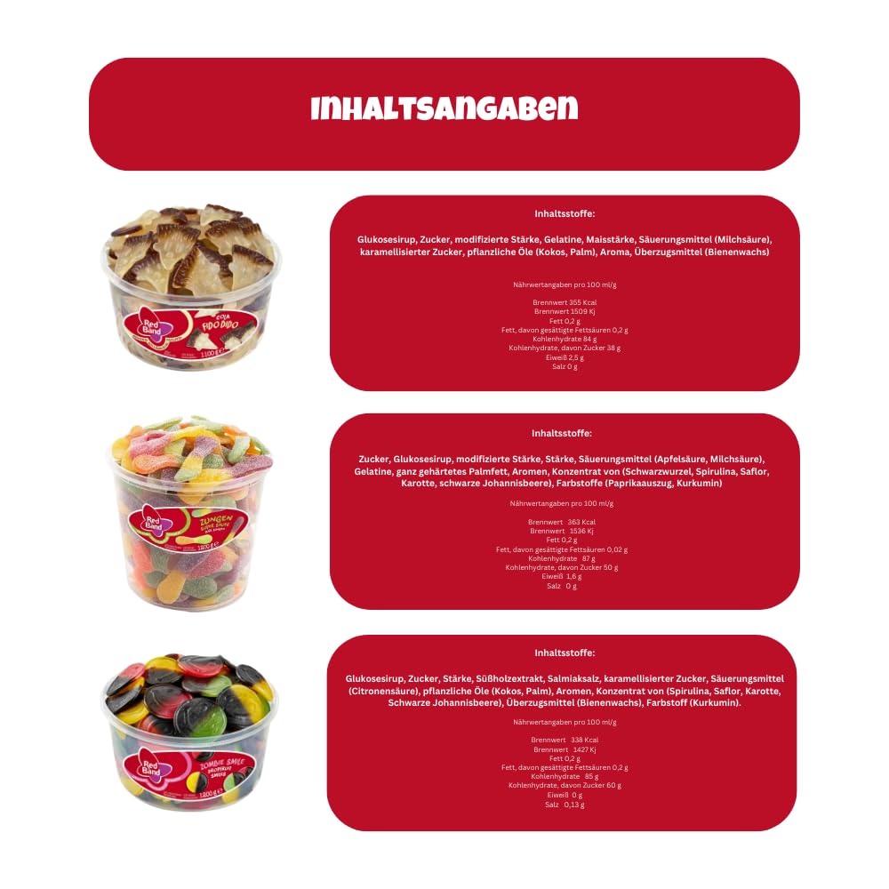 Red Band MIX BOX - Das ultimative Süßigkeitenpaket mit 3 Sorten Red Band - Zungen Super Sauer, Fido Cola, Zombi Smile