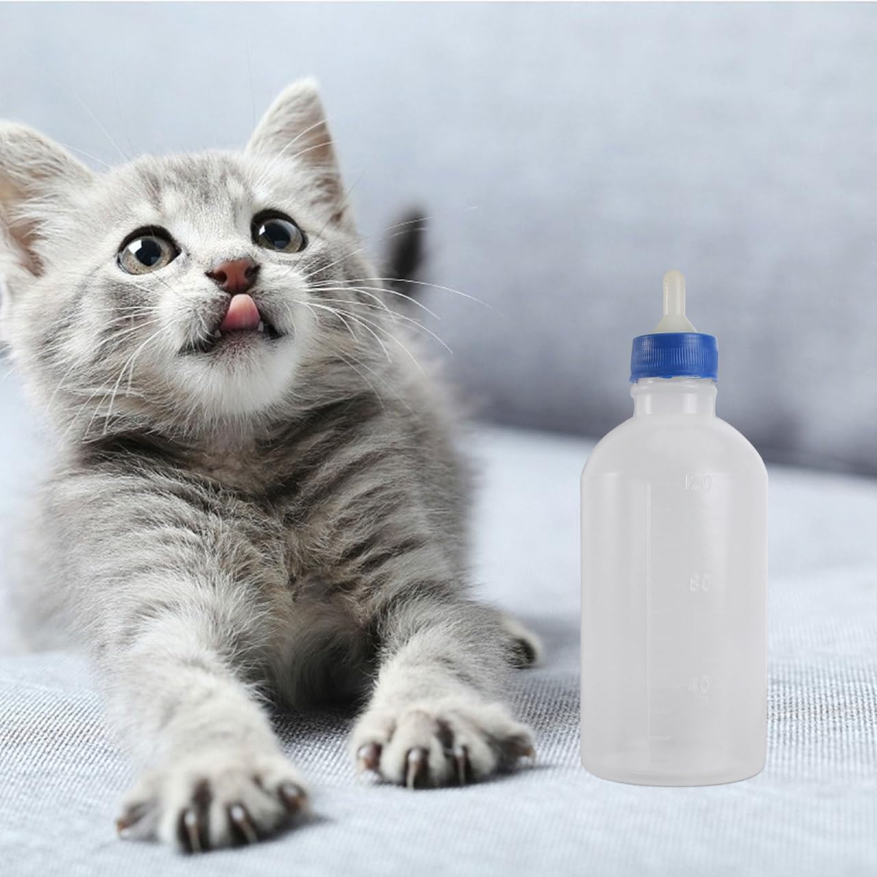POPETPOP 4Oz Pet Feeding Bottle Lightweight Portable Nursing Bottle for Puppies and Kittens with Leak-Proof Design for Medicine and Milk Feeding