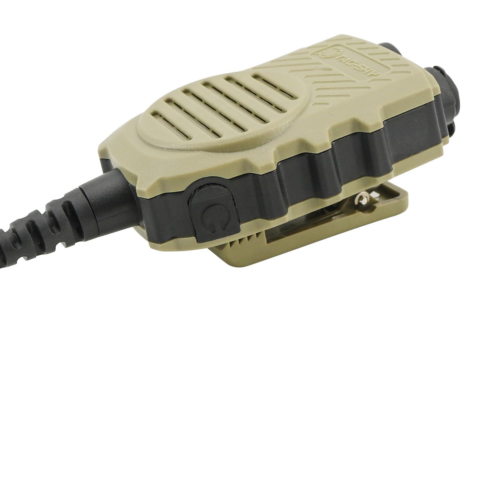 Tactical Multi-Function PTT Adapter Handheld PTT Microphone Compatible with Kenwood Plug Walkie-Talkies, Featuring 7.00mm Tactical Headset Jack and 3.5mm Mobile Phone Jack (Sand)