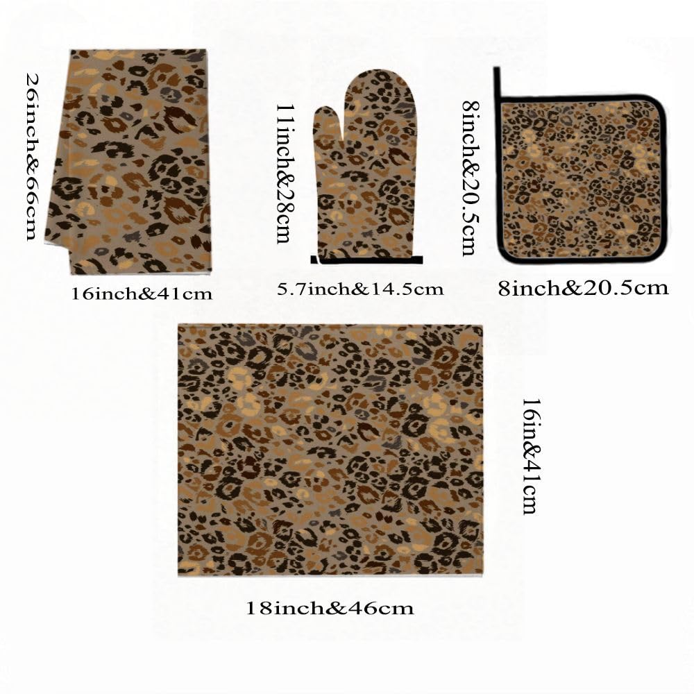 9PCS Leopard Print 4 Cucina Decor e Accessori Set