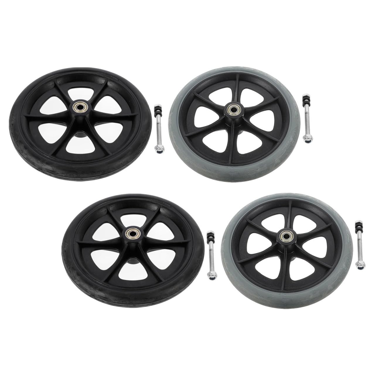 Tofficu 4 Piezas Rueda Delantera para Silla de Ruedas Rodamiento, Antideslizante, Compatible Andadores, Material Abs y Acero, Adecuado para Uso Interior y Exterior