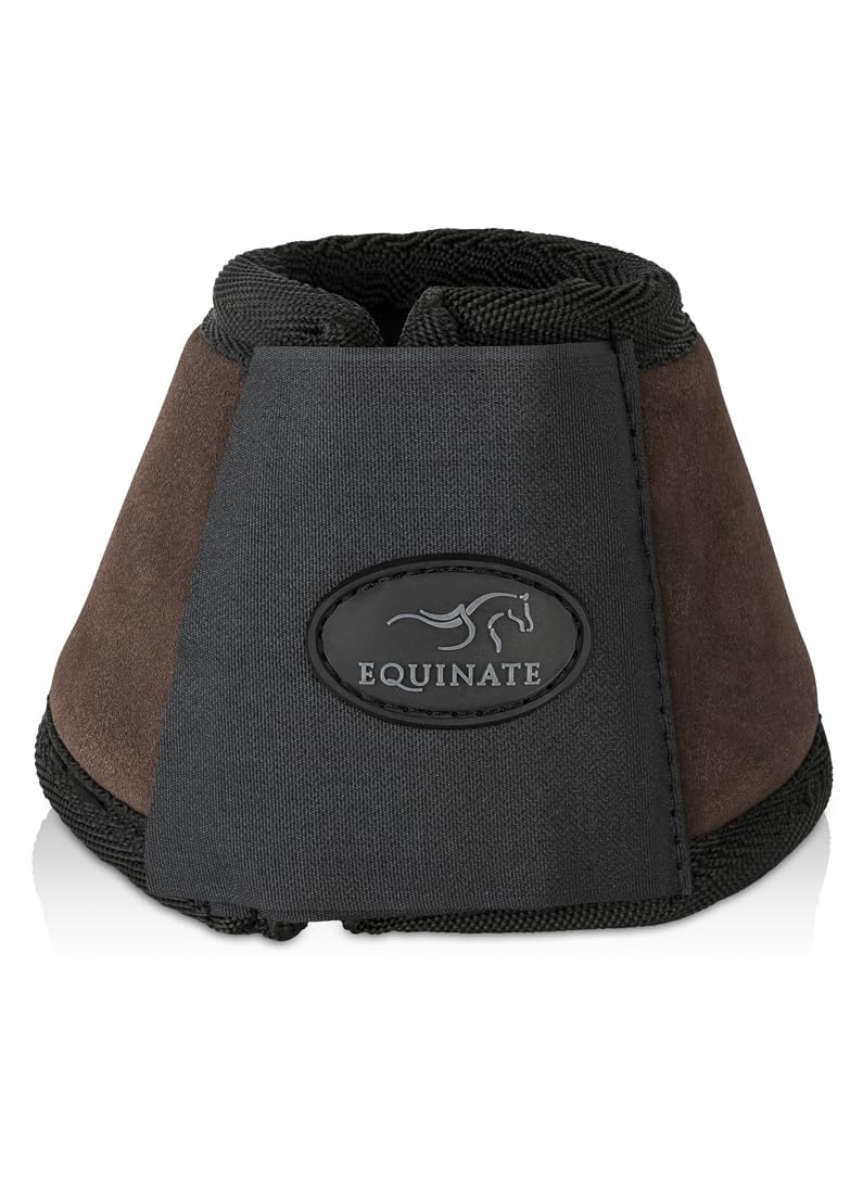 Equinate Hufglocken Fargo mit Wildleder überzogen L Braun - Robuste und stoßdämpfende Springglocken - Hufschutz für Training und Turniere - 2er Set
