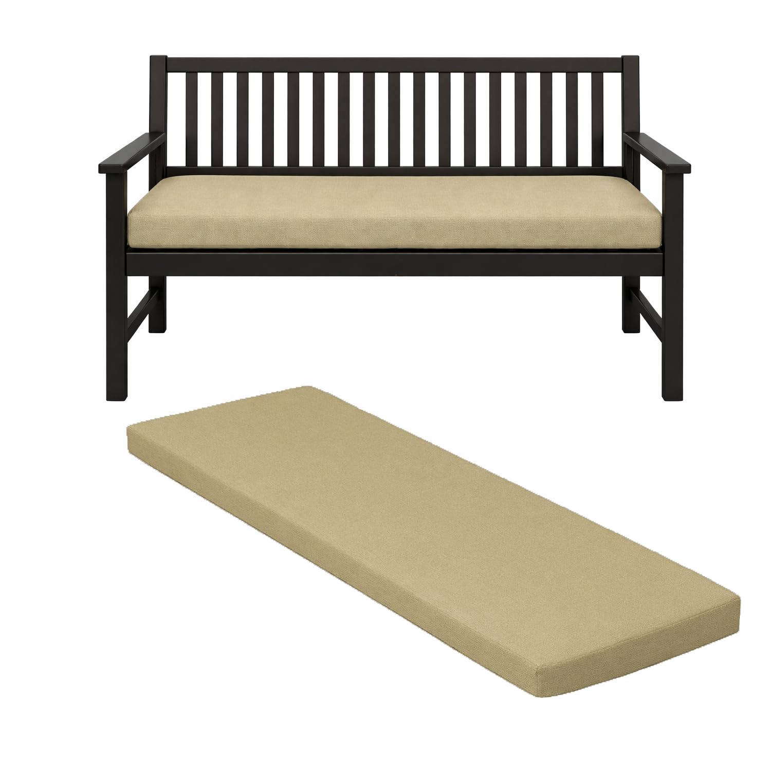 Brillars Garden Bench Cushion Two Seater Water-Resistant Seat Pad Outdoor/Indoor for Patio Swing Furniture Kitchen or Dining Thick Foam Padded Cushions Only 108cm Wide (Sand) — image 1