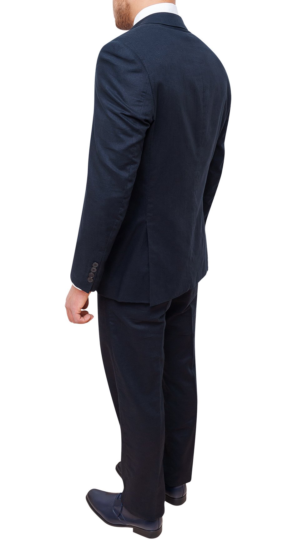 Abito Completo Uomo Sartoriale in Lino Blu Scuro Vestito Elegante Cerimonia
