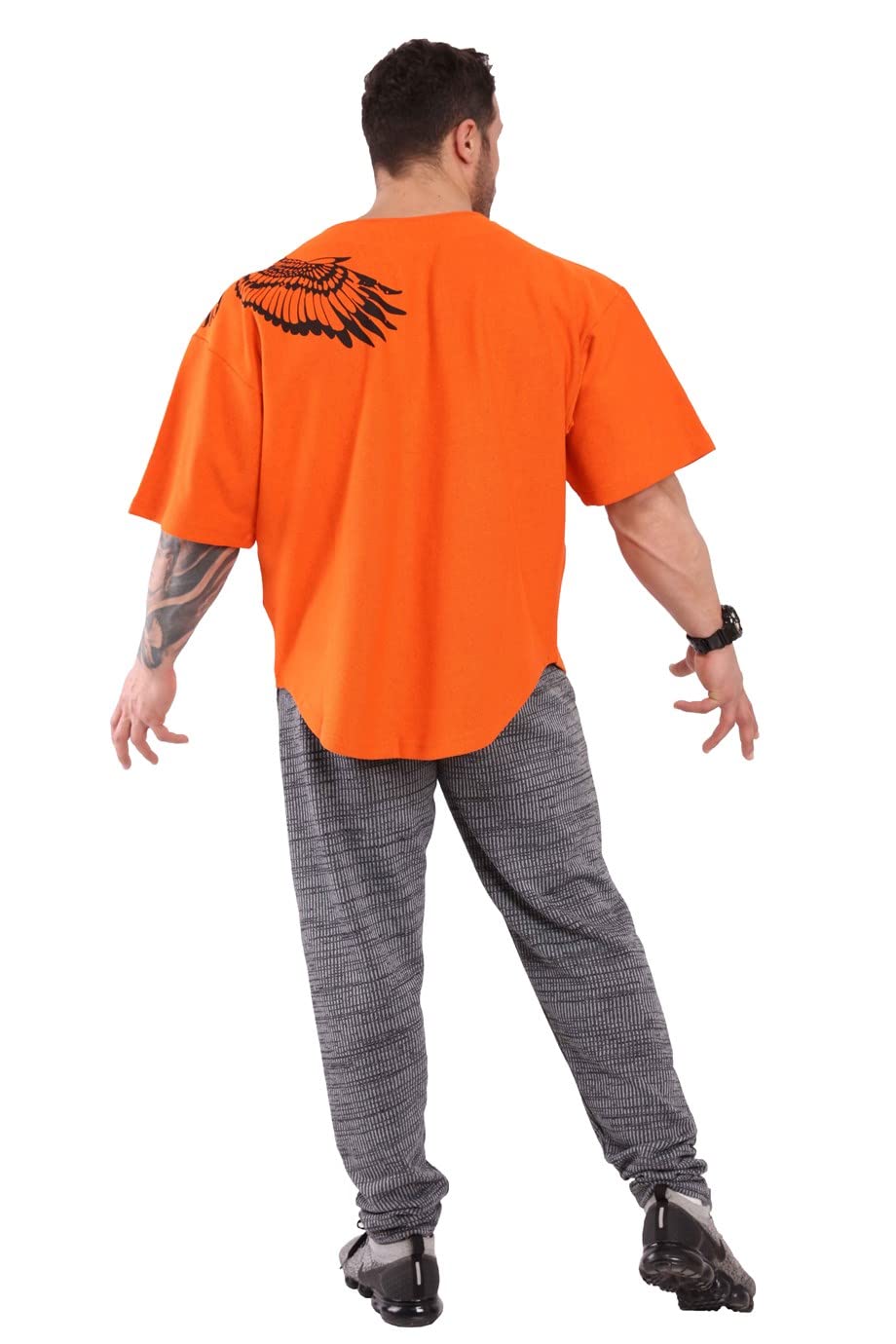 Herren Oversize Active T-Shirts Bodybuilding und Lifting Gym Groß Geschnitten Tops
