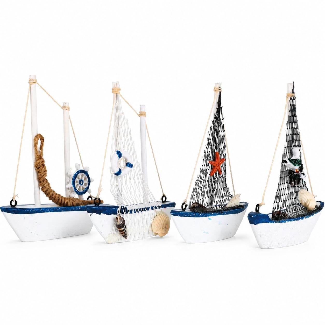 Mini voilier en bois et résine fait main décoration marine élégante
