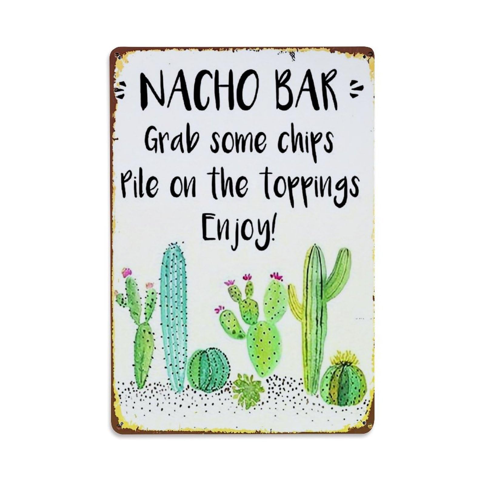 Cactus Nacho Bar Sign Tin Sign Metal Poster Vintage Metal Signs for Home Man Cave Bar Cafe Kitchen laundry room Wall Decorations Gift 8x12Inch