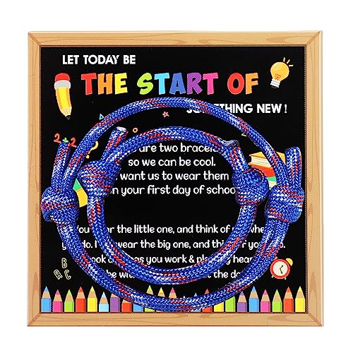 Image of Junkin First Day of School Bracelets Back to School Gifts Kindergarten Mommy and Me Bracelets for Girls Boys Dad Wish (Cute Style)