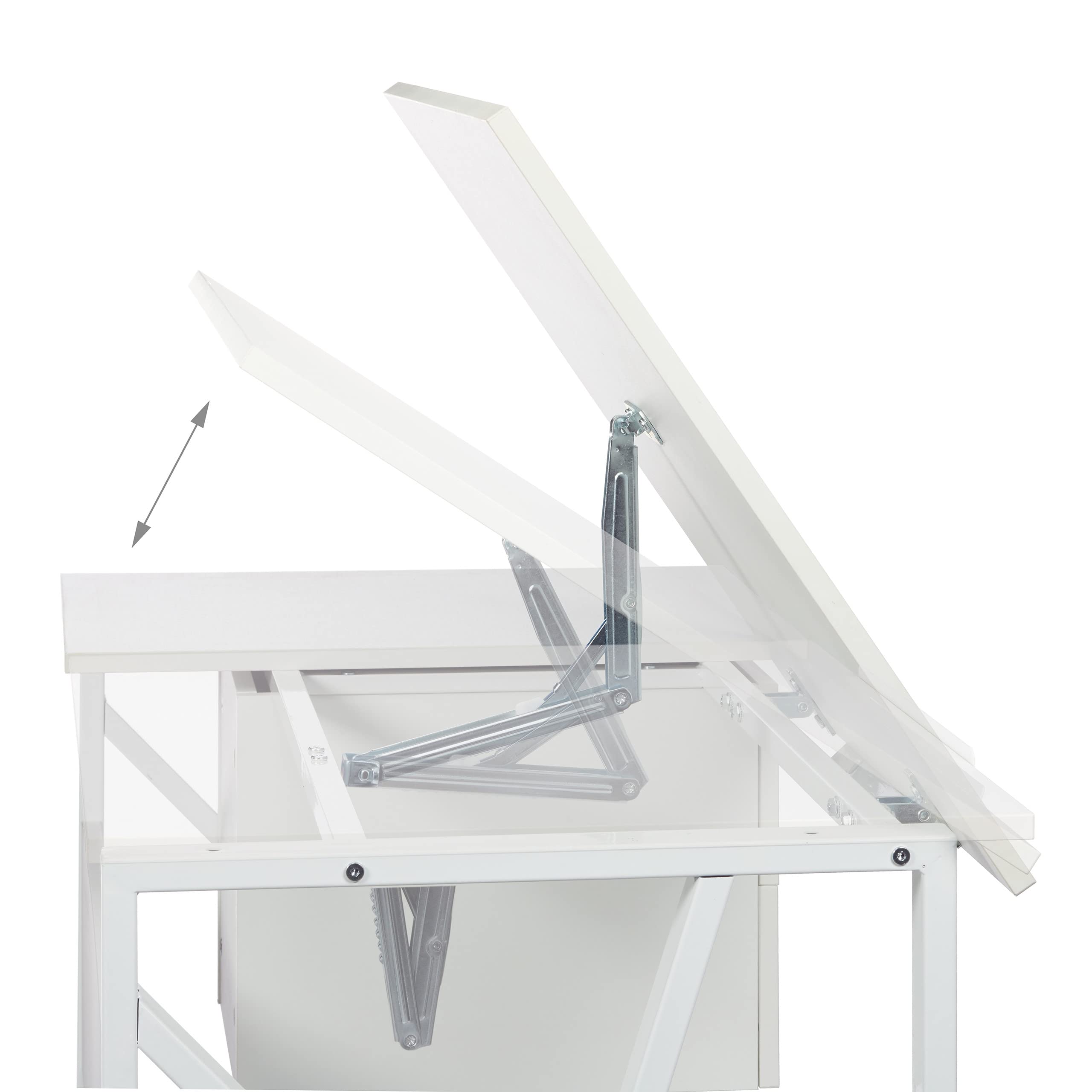 relaxdays Scrivania Orientabile, Supporto Inclinabile, da Disegno o per PC, HLP 75x110x55cm, Bianco, 75 x 110 x 55 cm