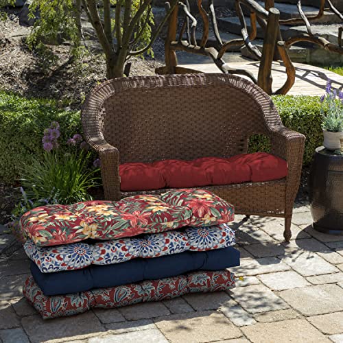 Image of Arden Outdoor Wicker Settee Cushion, 41.5 x 18, Rain-Proof, Fade Resistant Ruby Red Leala