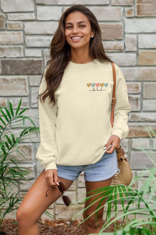 Be Kind Sweatshirt For Women Teacher Positive Message Fall Shirt Mental Health Graphic Tops - Image 4