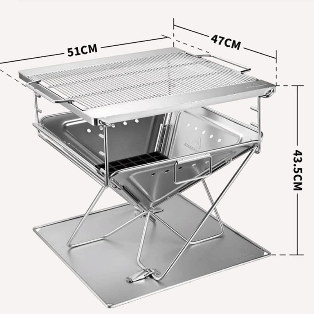 Ogród palenisko gospodarstwo domowe ognisko na zewnątrz zwiększenie zagęszczanie grill grill stal nierdzewna składany grill piec ognisko grill piec ciało miska ognisko do grilla (kolor: srebrny)