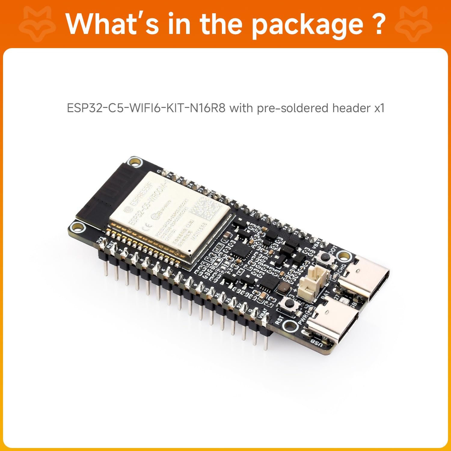 LUCKFOX ESP32-C5-WIFI6 Dual-Band Development Board Kit(with Headers Soldered), 16MB Flash 8MB PStatic RAM, ESP32-C5-WROOM-1 Module with Wi-Fi 6, BT5, Zigbee & Thread for IoT Gateways