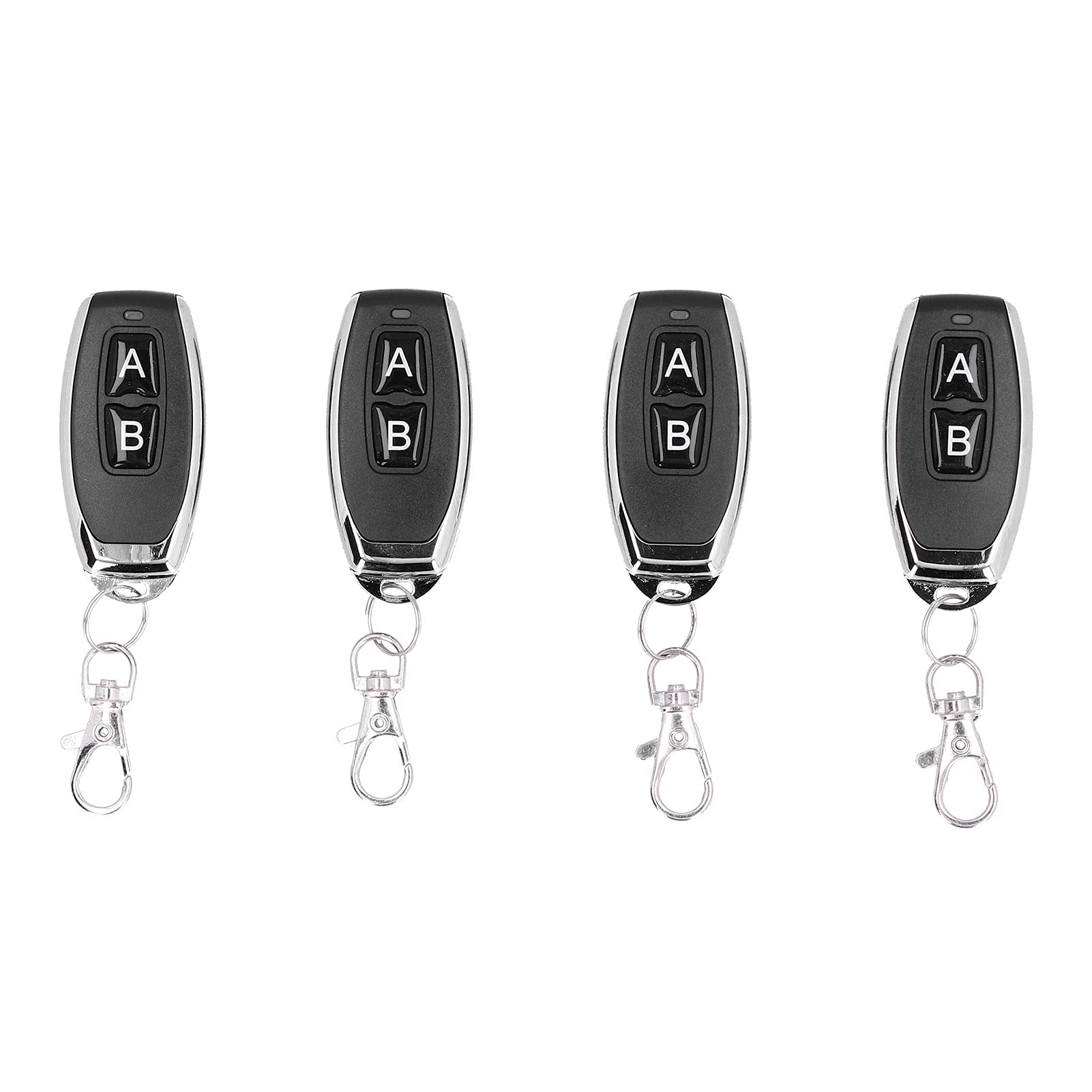 Porte-clés à Télécommande D'entrée sans Clé, Systèmes D'entrée sans Clé Antivol, 4 PCS Télécommande sans Fil Interrupteur en Métal Porte-clés Noir pour Porte de Garage 12V 433MHz