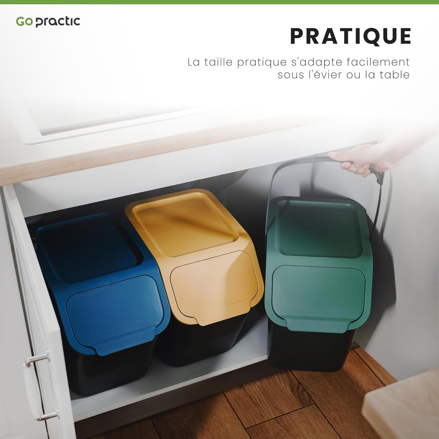 Set de Poubelles de Cuisine Avec Couvercle, 2 Pièces 25L Noir et Jaune de Recyclage, Conteneur à Déchets, de Tri Des Déchets en Plastique Durable et Spacieuse