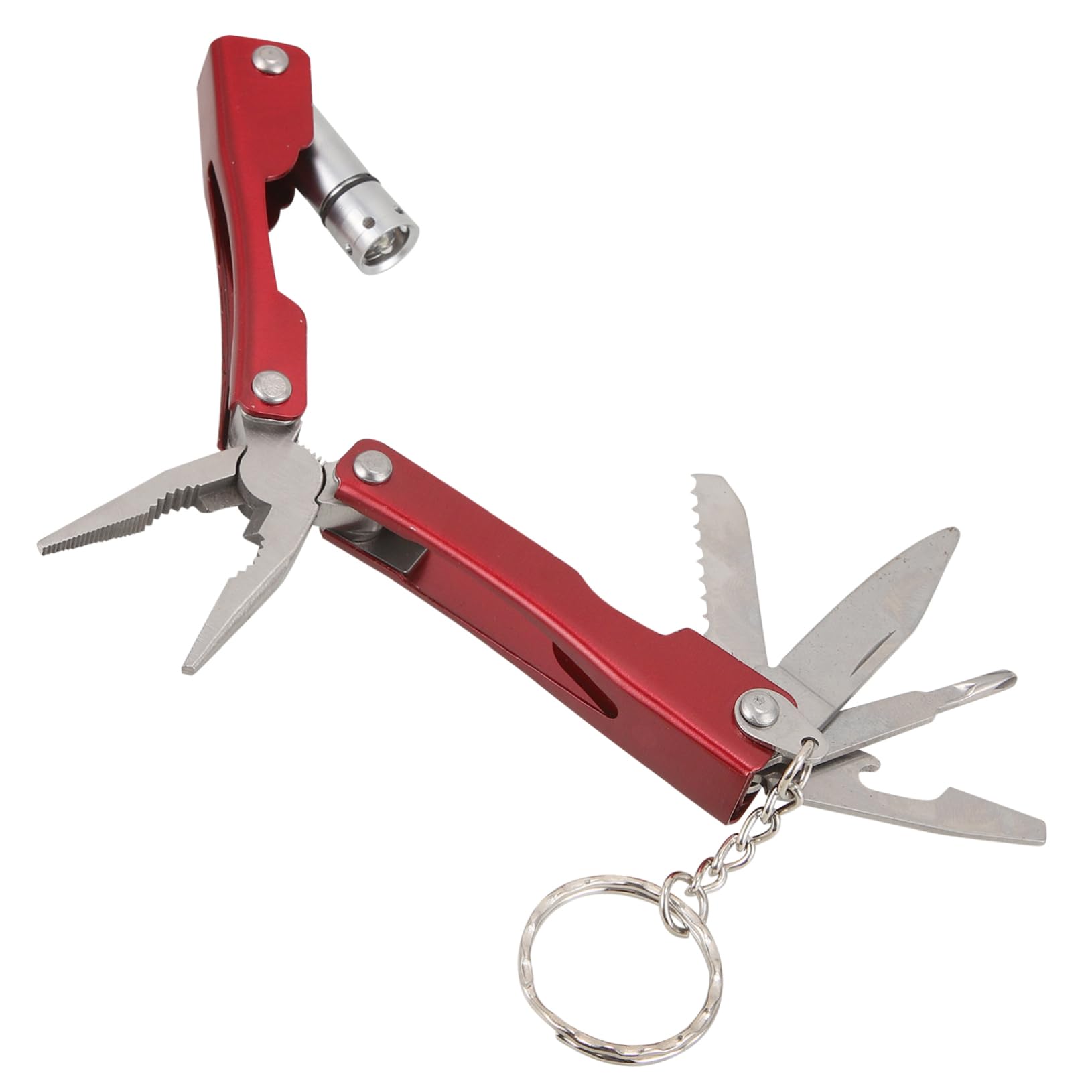 MAGICLULU 4 Pezzi Mini Pinza Multifunzionale Acciaio Inossidabile con Torcia LED Strumento Tascabile per Emergenze All Aperto Campeggio