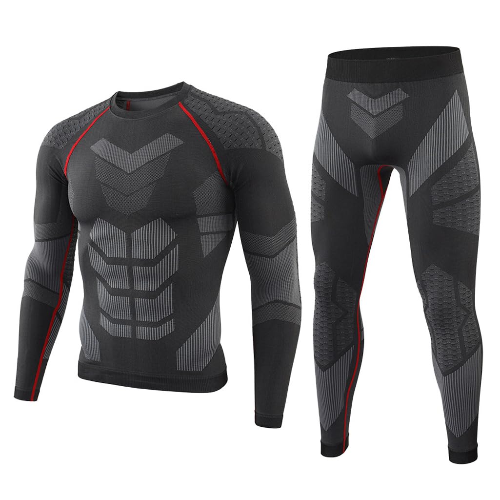 Conjunto De Camiseta Y Medias De Ropa Interior Atlética Sin Costuras De Compresión De Capa Base De Manga Larga para Hombre