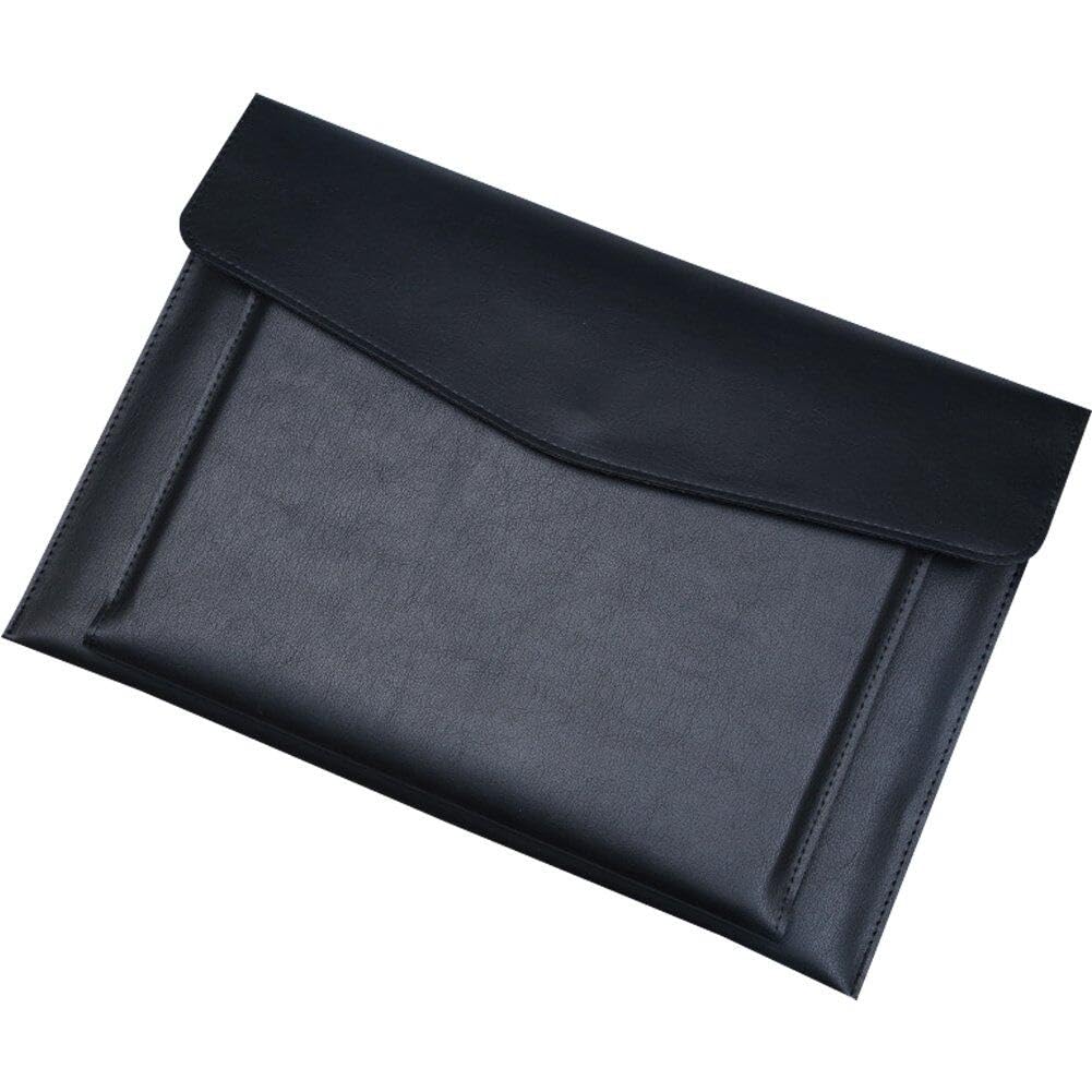 Danlai Black A4 Leather File Folder Large Capacity Document Bag Business Briefcase Waterproof Laptop Cases Office Organizer