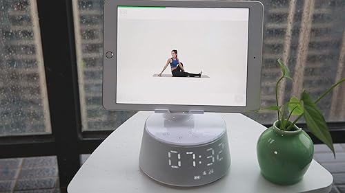 Miniatura 7 de Emerson Estación de acoplamiento con carga inalámbrica, altavoz Bluetooth, radio y reloj despertador con soporte extensible y giratorio para