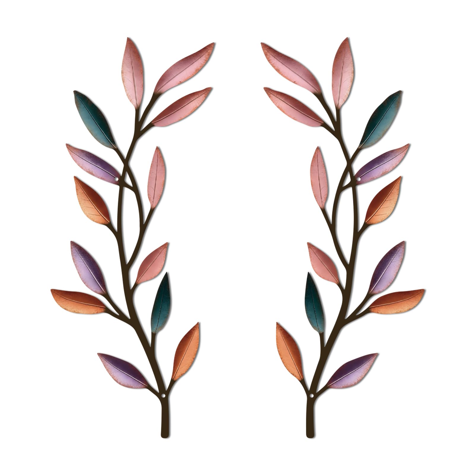 DUOOLN 2Pcs Metal Vine Branch Wall Decor, Flower Leave Art -Vintage Red — image 1