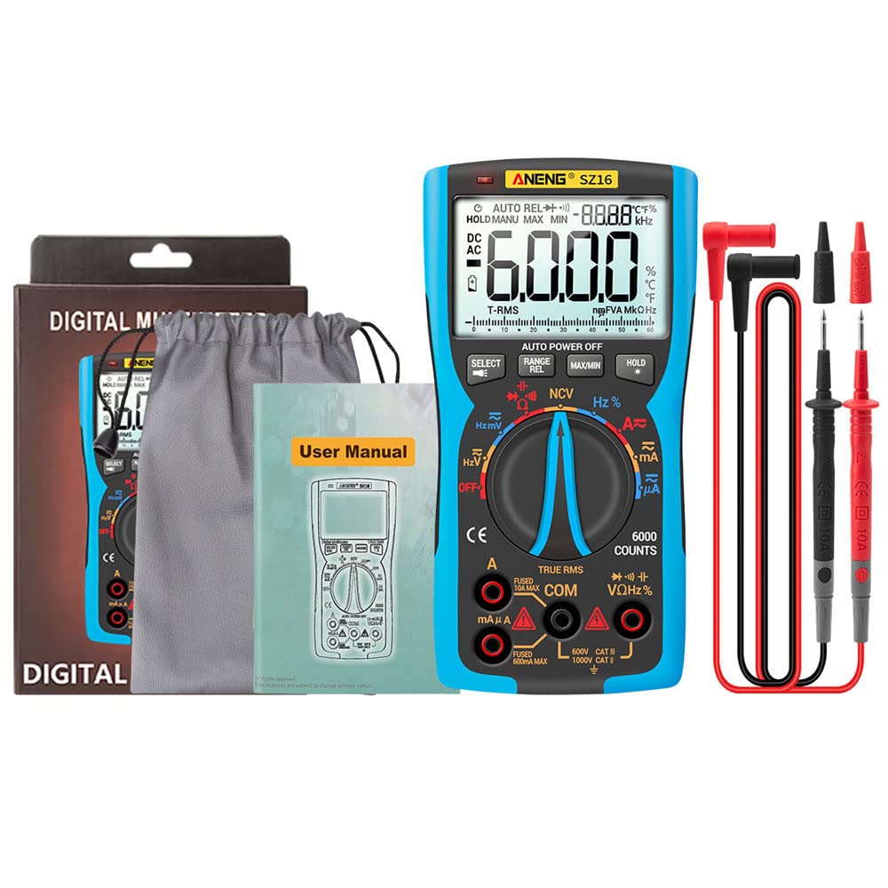 SZ16 Multimetro Digitale Condensatore a Transistor Fai-da-Te Rilevatore NCV Misuratore LCR 6000 Tester analogico AC/DC a Vero Valore Efficace Professionale - Blu