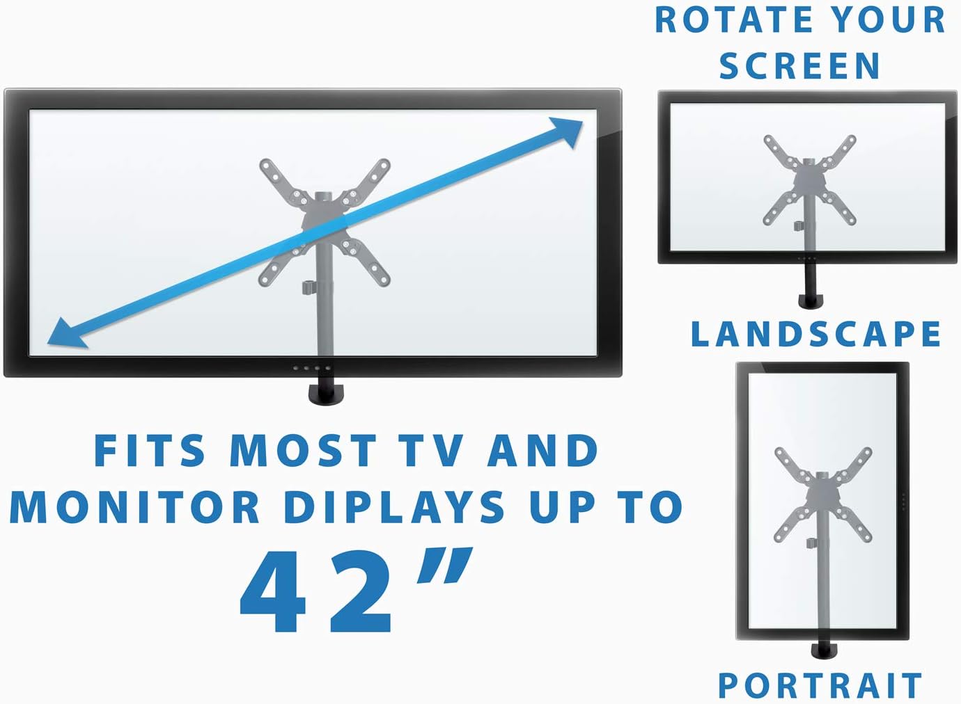 Black Heavy-Duty Adjustable Desk Mount for Monitors and TVs up to 42"