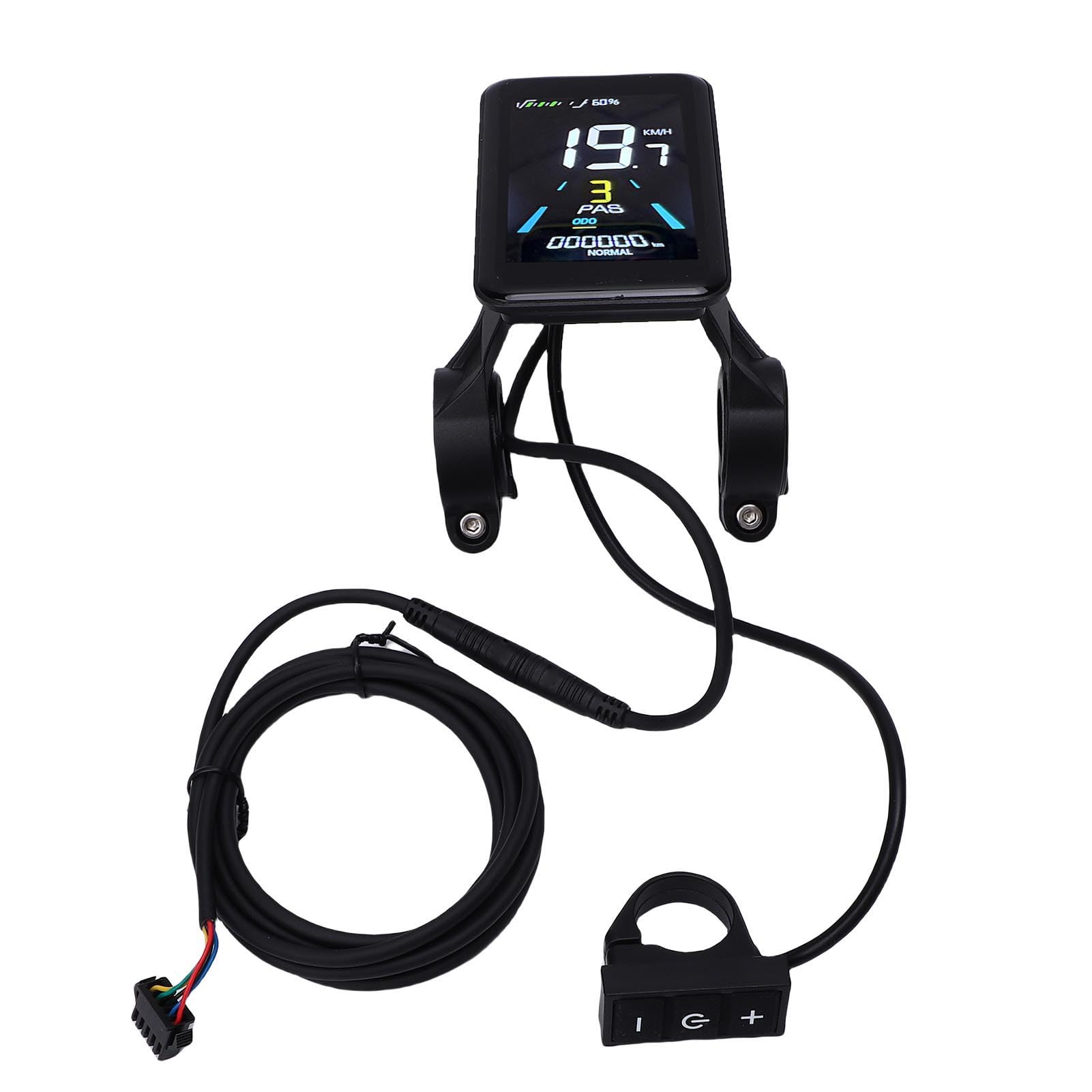 Jenngaoo Panel LCD para Bicicleta Eléctrica y Scooter, Pantalla a Color con Cable de Extensión 5 Núcleos, Monitor de Velocidad y Kilometraje, Compatible con 24V 36V 48V, Material A