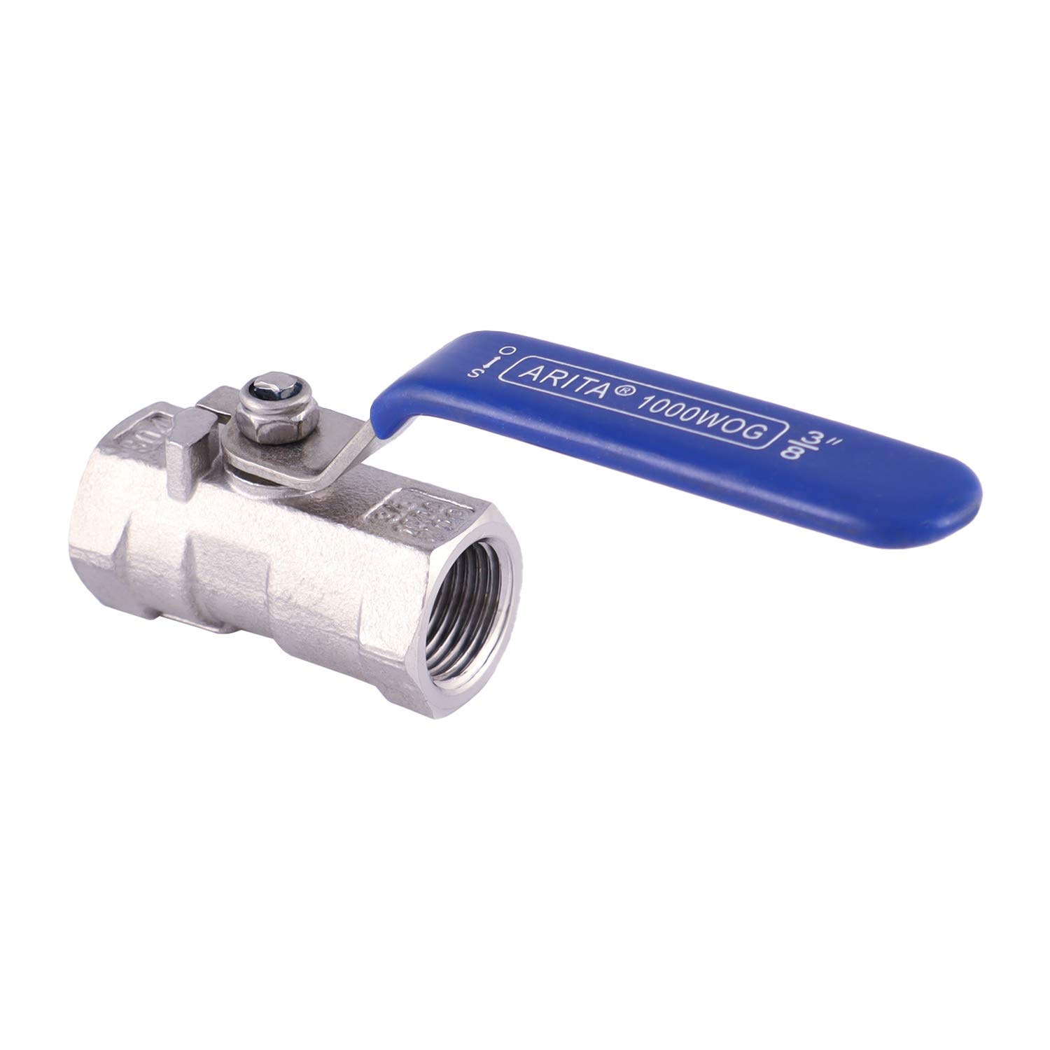 ARITA 1PC Ball Valve, Stainless Steel 304 Reduced Port 1000PSI for Water, Oil & Gas, Female NPT (3/8