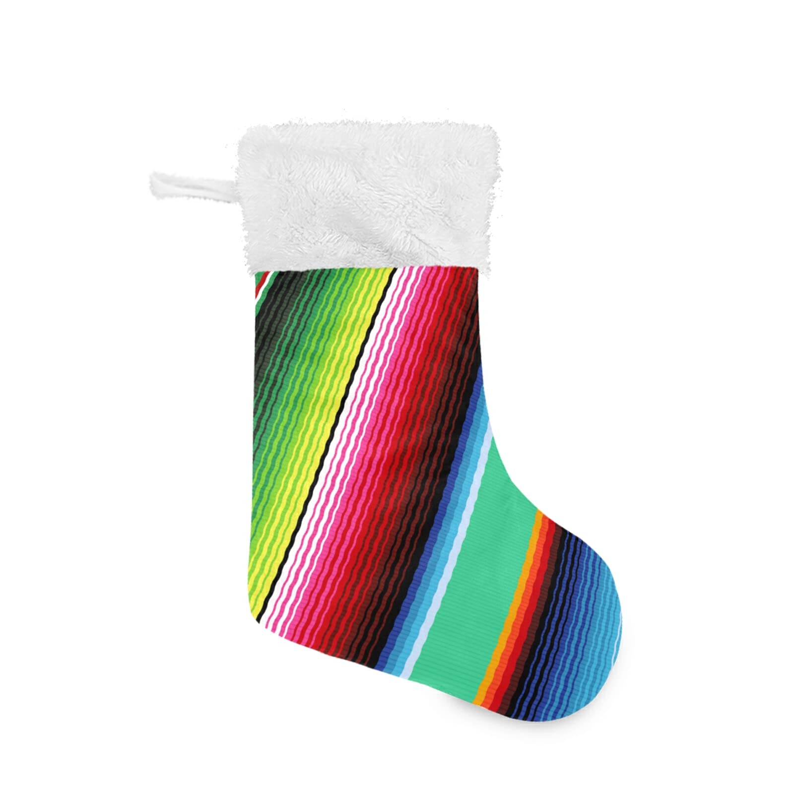 xigua 2 Pack Christmas Stocking, Mexican Serape Blanket Stripes Xmas Stockings Fireplace Decoration Hanging Ornament 17.7 Inch