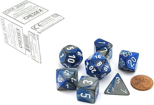 Miniatura 1 de Juego de dados de Chessex Gemini de 7 dijes poliédricos, azul-acero con blanco CHX-26423
