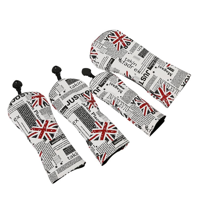 Golf Covers Driver 1 3 5 U Headcovers 4 Piece Set Union Jack Newspaper