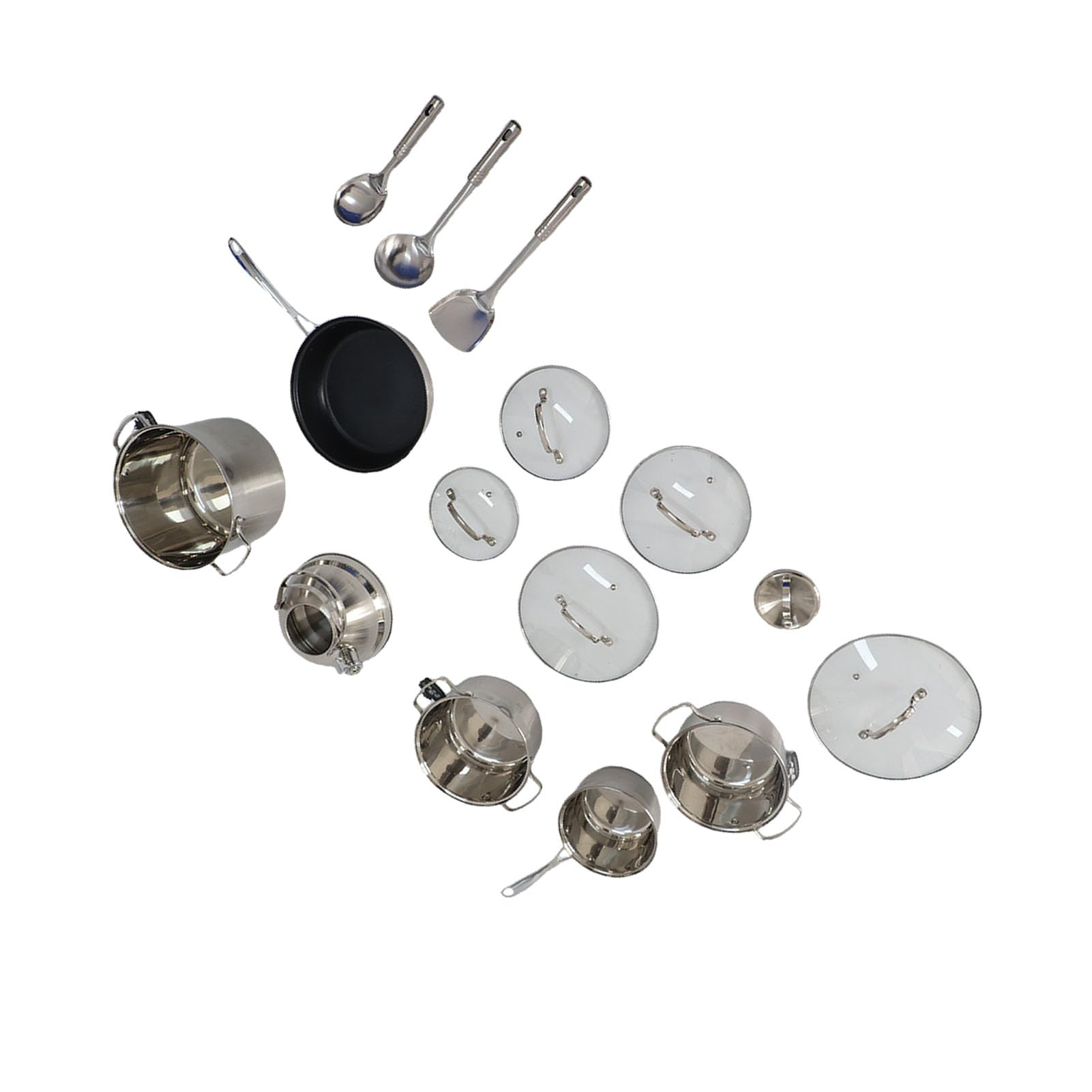 Juego de Utensilios de Cocina de Inducción de Acero Inoxidable, Ollas Duraderas para Cocinar en la Cocina, Solución Completa para Chefs Caseros y Principiantes, Juego de 12 Piezas para