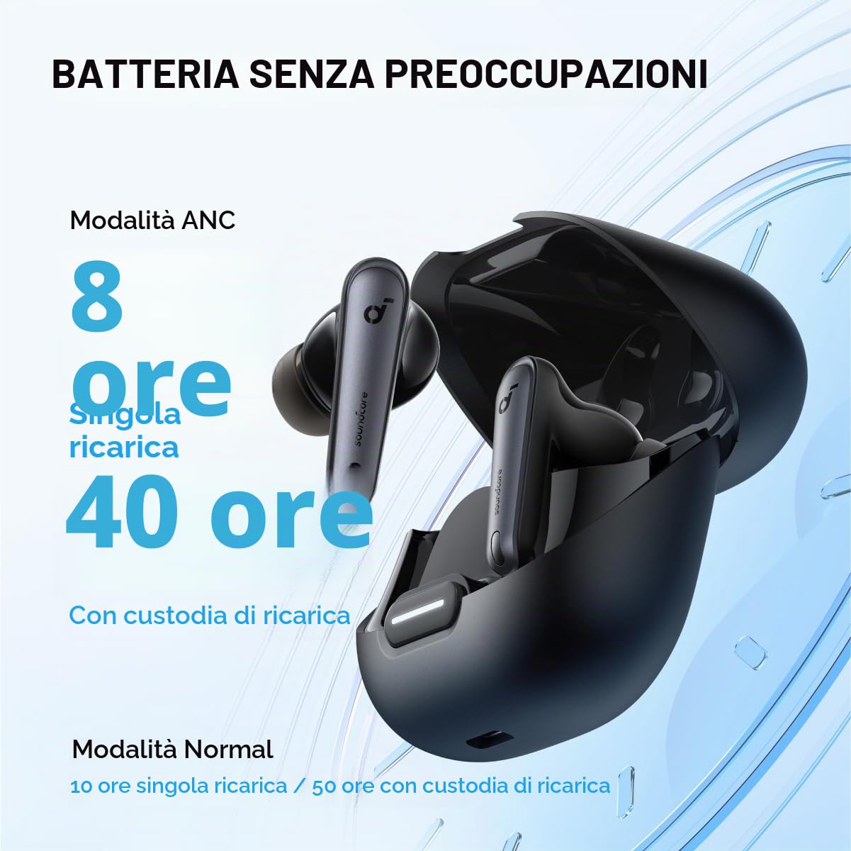 Soundcore Anker Liberty 4 NC Cuffie Bluetooth Cancellazione Rumore, Auricolari Bluetooth 98,5% Meno Rumore, Hi-Res Audio, 50 Ore, Bluetooth 5.3