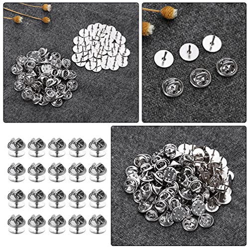 HEMOTON 150 works Butterfly Clutch Tie Tacks Pin Back Replacement with Blank Pins for Craft Making, Silver - Image 4