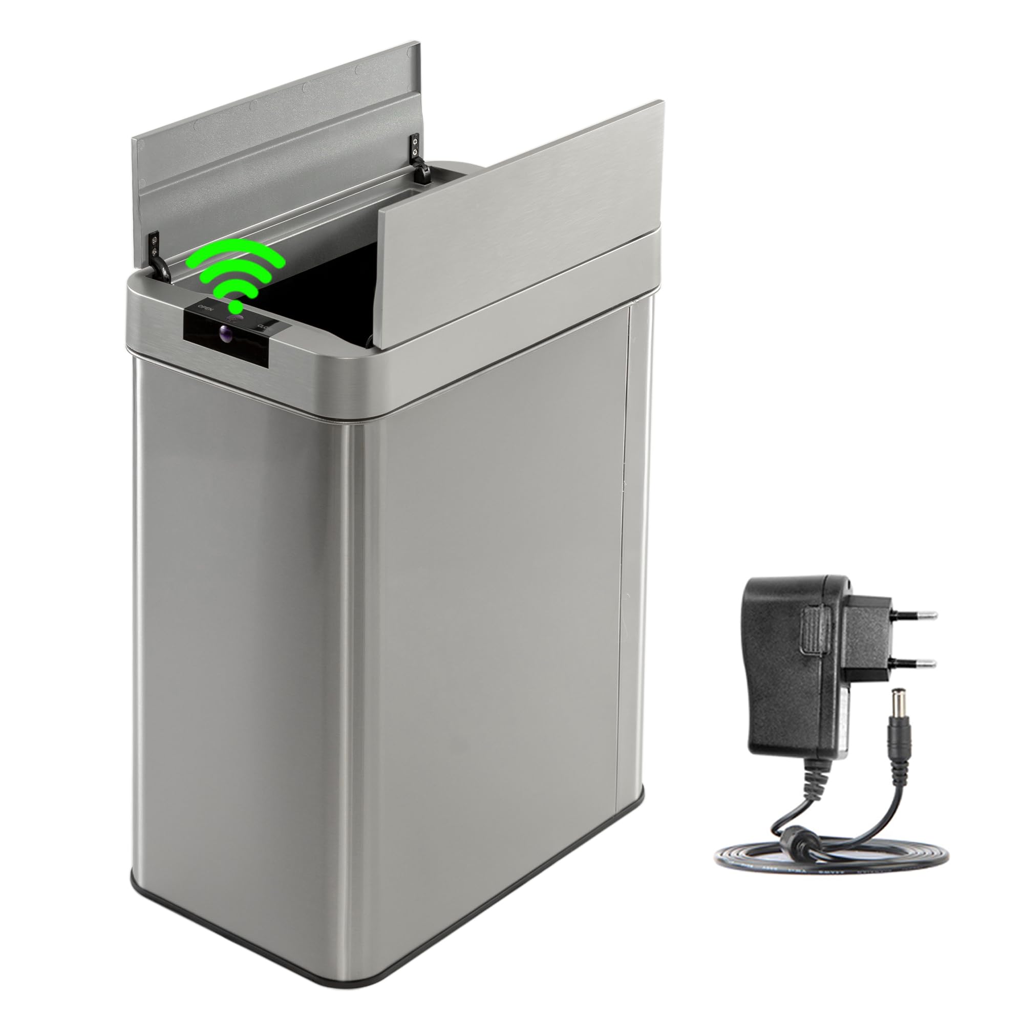 Photo 1 of ROOMWELL Automatic Trash Can Kitchen 13+ Gallon - Stainless Steel Garbage Can Touchless with Motion Sensor Lid and Infrared Light with AC Power Adapter