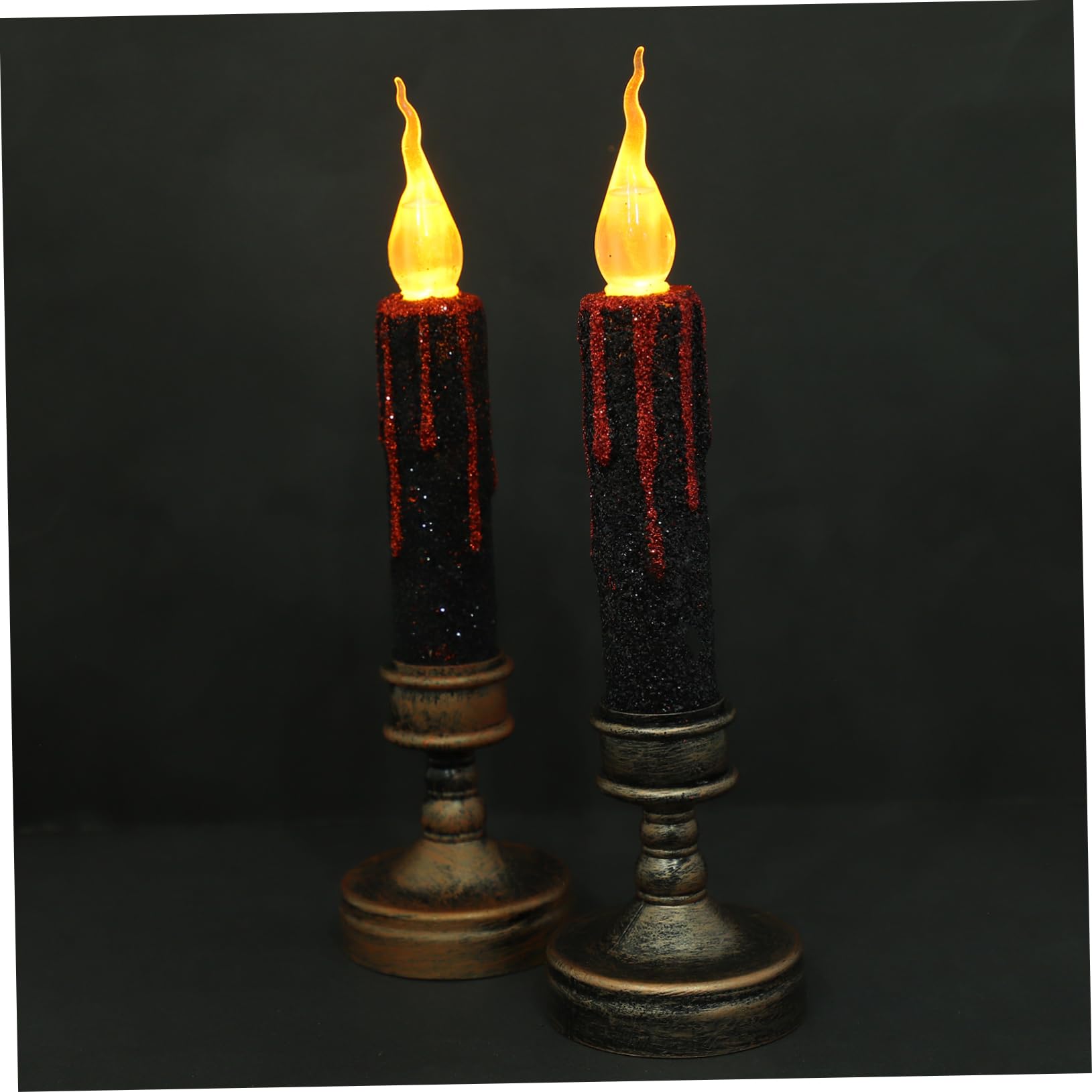 Uonlytech 2pcs Halloween Decoration Candle Lights Strips Bougie LED Flickering Candles Candle Rings for Taper Candles Lampshade Bright Halloween Electric Candle Halloween Taper Candles Pp