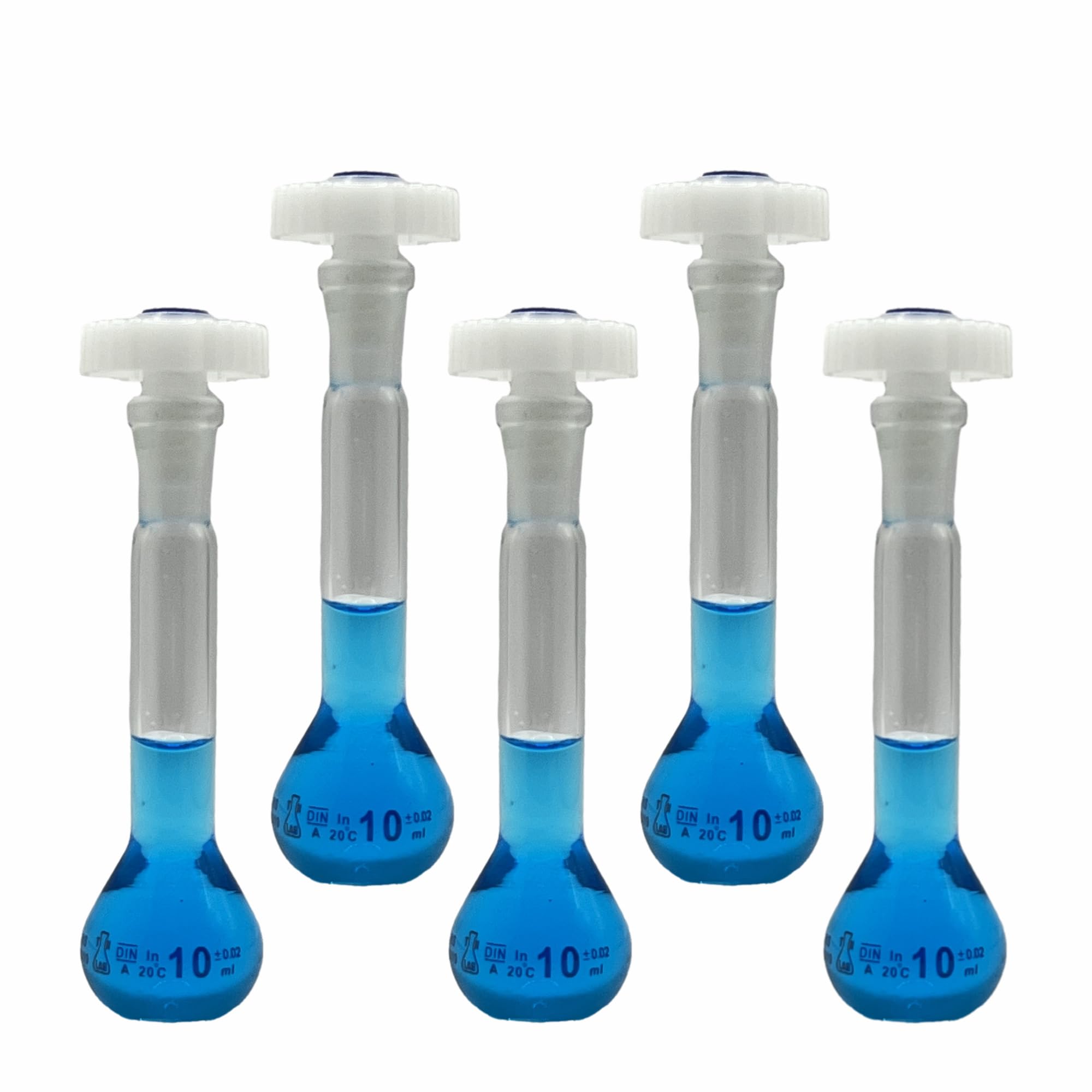 Volumetric Flask 10ml Borosilicate Glass Class A Precision ISO 1042 PTFE 10/19 Stopper