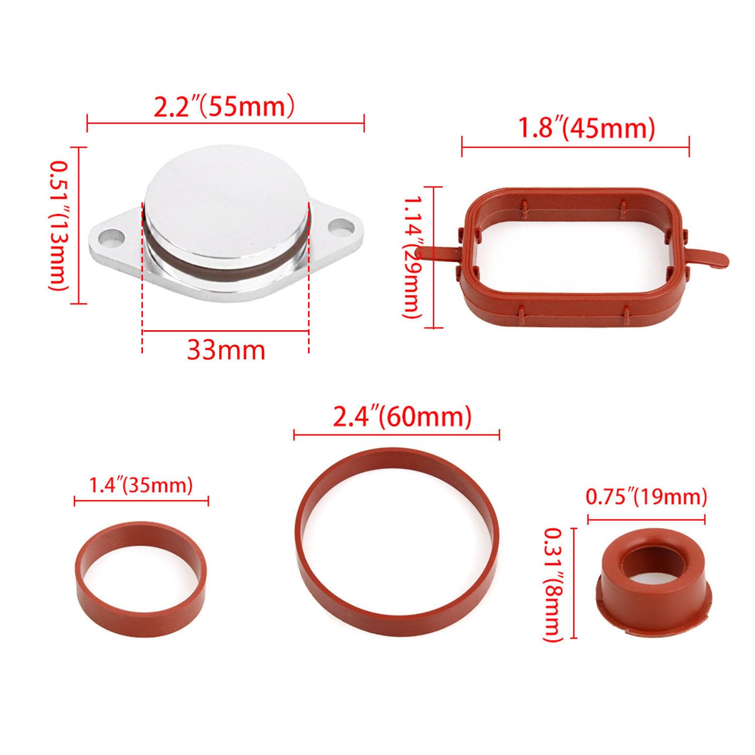 KAOLALI 6 x 33 mm Kit zum Entfernen der Einlassventile, 26 Stück Kit zum Entfernen der Einlassventile Einlasskrümmerdichtung 11612245439 für E87 E46 E90 E91 E92 E93 E39 E60 E83 E53
