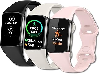 NINKI Sport Bands Compatible Fitbit Charge 6 5 Bands Silicone for Women 3 Pack,Soft Breathable Strap Elastics Fitbit Charge 6 5 Replacement Bands for Fitbit Charge 6 5 Bands Waterproof,Black/Gray/Pink