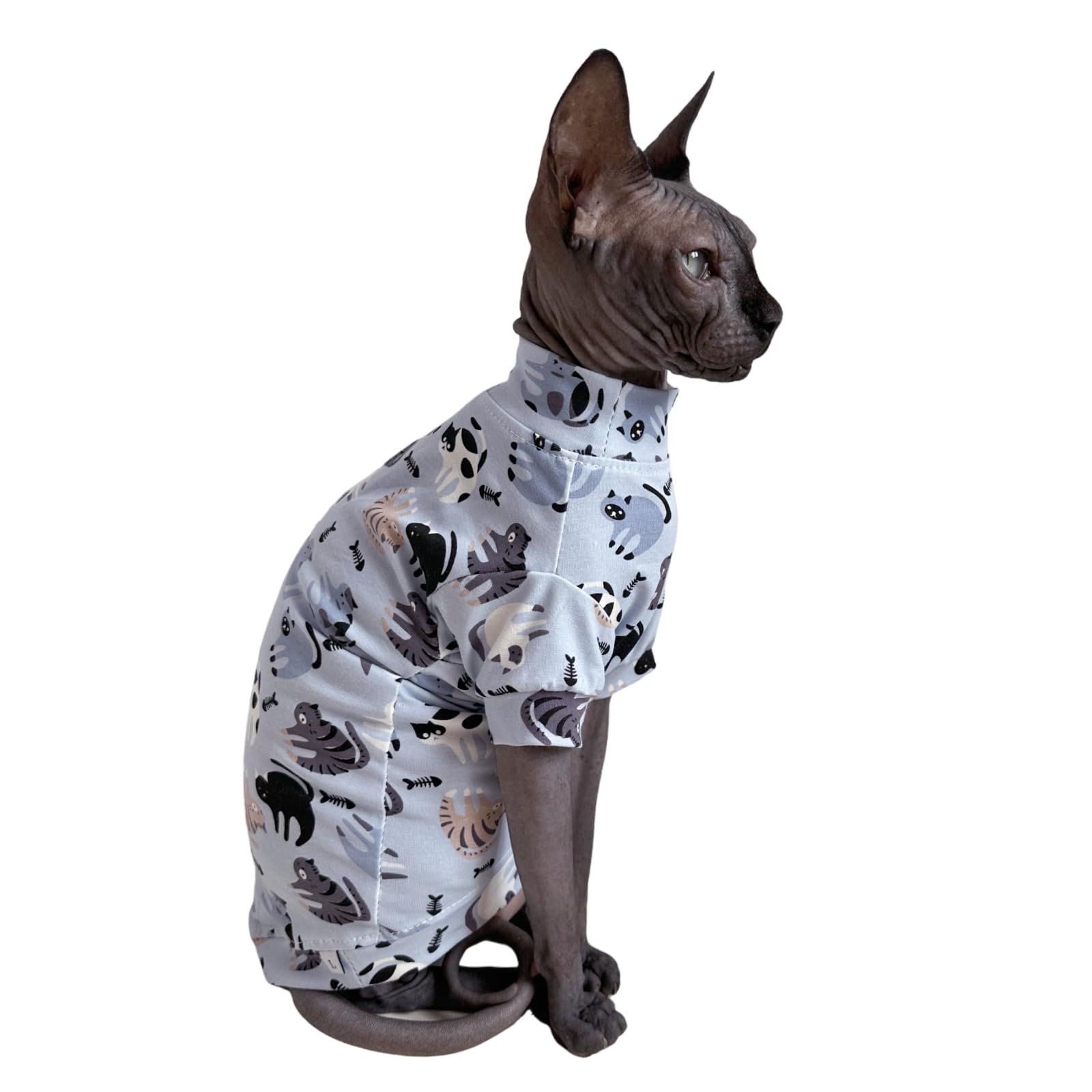 Sphynx Katzen T-Shirt Aus Baumwolle - Für Haarlose Katzen & Kätzchen