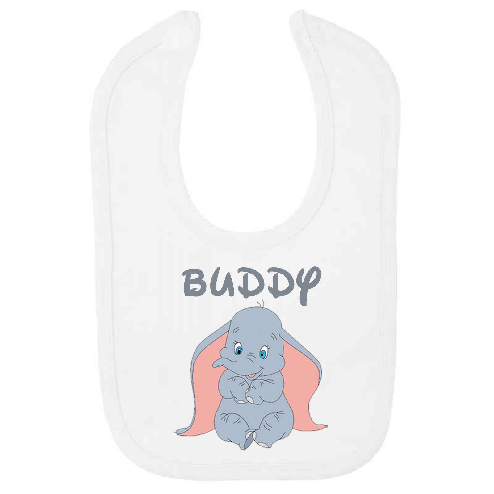 Oh Sew Simple BABY ELEPHANT PERSONALISED BABY BIB – PRINTED WITH THE NAME OF YOUR CHOICE