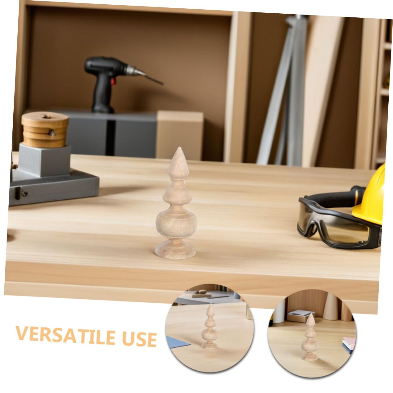 HOMSFOU Remates Decorativos y Barras de Cortina 2 Piezas de Madera sin Terminar Superficie Lisa y Tallado Fino para Postes de Cama para Decoración Interior DIY
