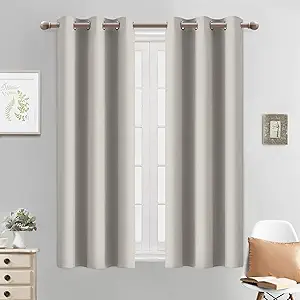 Yakamok Light Beige Curtains Room Darkening Thermal Insulated with Grommet Window Curtain for Bedroom, 38Wx54L inch, 2 Panels