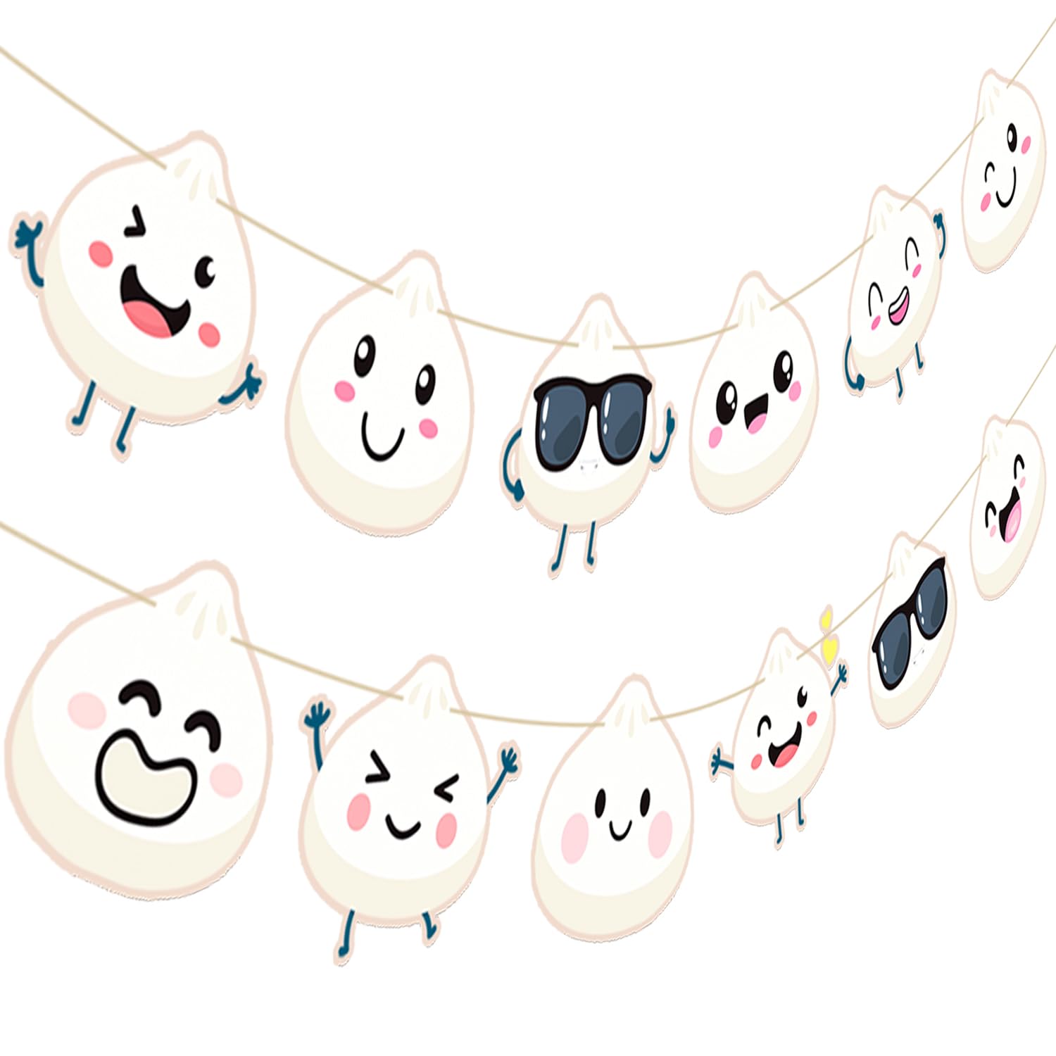 Dumplings Party Supplies Dumpling Banner Garland 3Pcs Pre-Strung Little Dumpling Birthday Decorations Dumpling Theme Baby Shower Cutout Banner for Chinese Food Decor Dim Sum Party Supplies