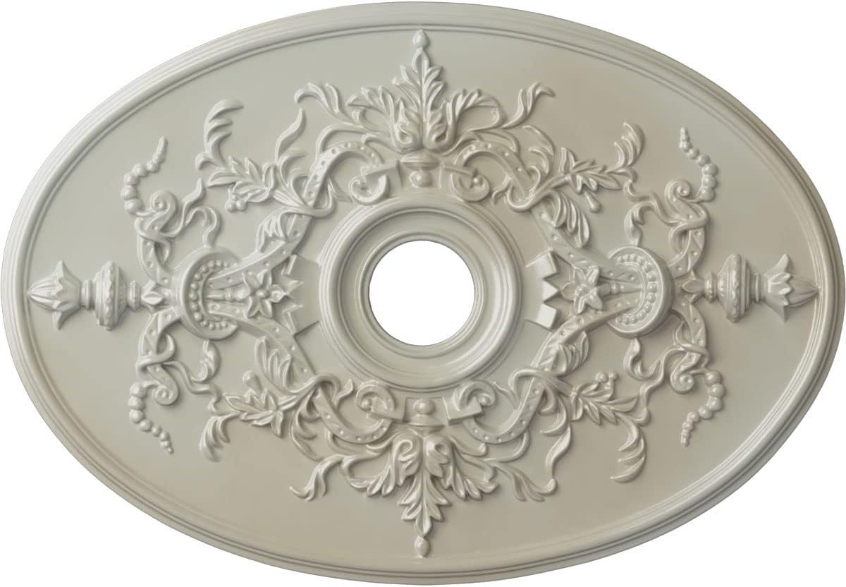 Ekena Millwork CM21X30ALFBS 30 3/4 W x 21/14 H x 3 7/8 ID x 1 P Alexa Ceiling Medallion (fits Canopies up to 5 5/8), Hand-Painted, Flash Blue Flash Blue (Metallic Series)