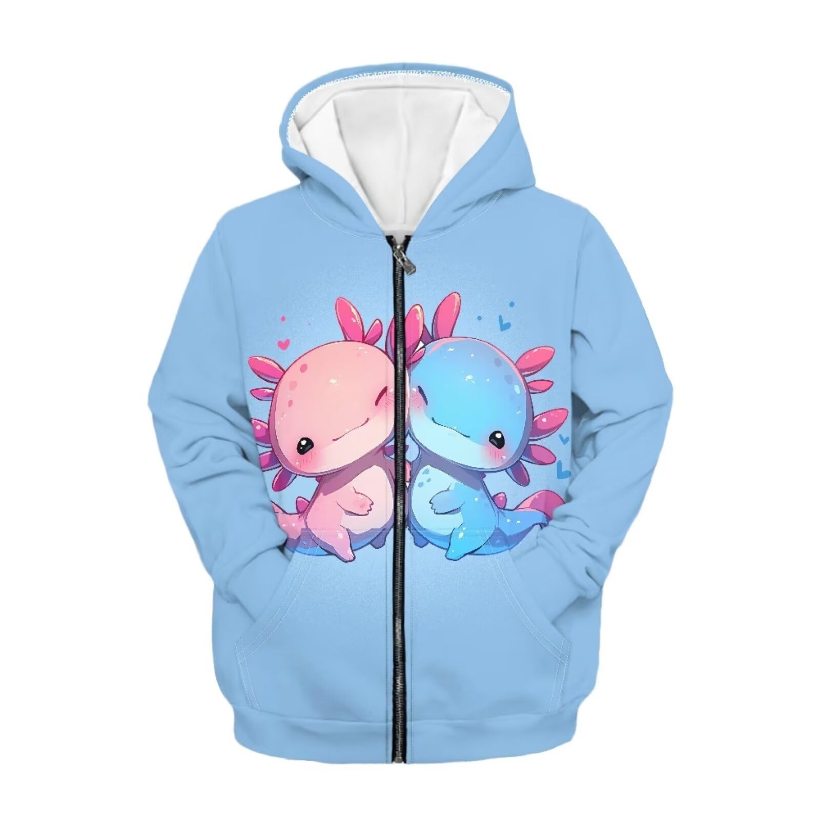 Biyejit Kids Novelty 3D Graphic Printed Hooded Sweatshirt Boys Girls Zip Up Hoodies Age 6-16 Years